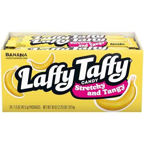 Laffy Taffy Variety Box, Grape Watermelon Cherry Chewy Candy, 1.5 oz, 24 Ct | Grape, watermelon, cherry stretchy tangy taffy, individually wrapped, jokes on wrapper, lunchbox, sharing