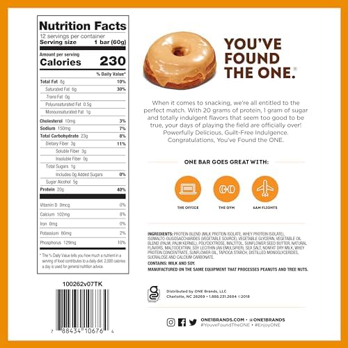 ONE Protein Bars, Best Sellers Variety Pack, Gluten Free Protein Bars with 20g Protein and 1g Sugar, Pantry Staples, 2.12 oz (12 Count)