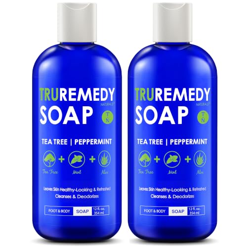 Truremedy Naturals 12 oz Tea Tree Oil Body Wash - Invigorating Tea Tree Soap with Peppermint, Aloe, Eucalyptus, Coconut and Olive Oil - Refreshing Body Wash for Men and Women - Shower Gel Cleanser