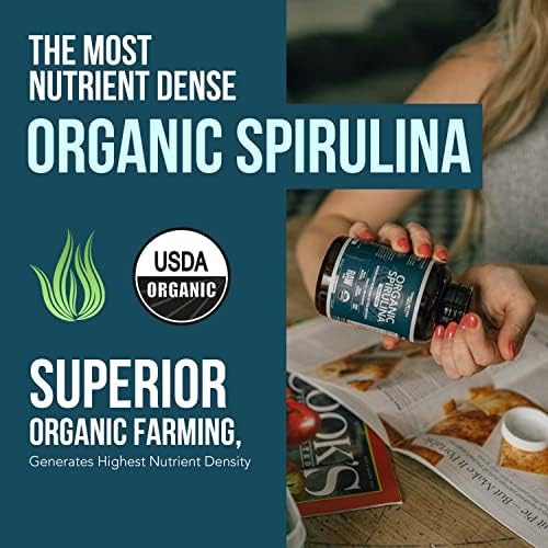Organic Spirulina Powder – Made with Parry® Spirulina, Known for Superior Purity and Nutrient Density – Vegan Farming – Non-Irradiated – Blue-Green Algae Superfood Supplement – 75 Servings – 8 oz