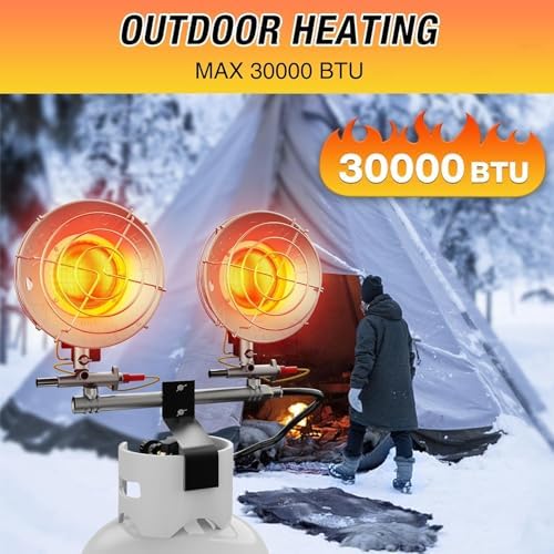 30000 BTU Propane Heater Outdoor, Double Tank Top Cordless Radiant Gas Heater, Tip-Over Protection, Safety Shut-off Valve for Patio, Camping, Fishing