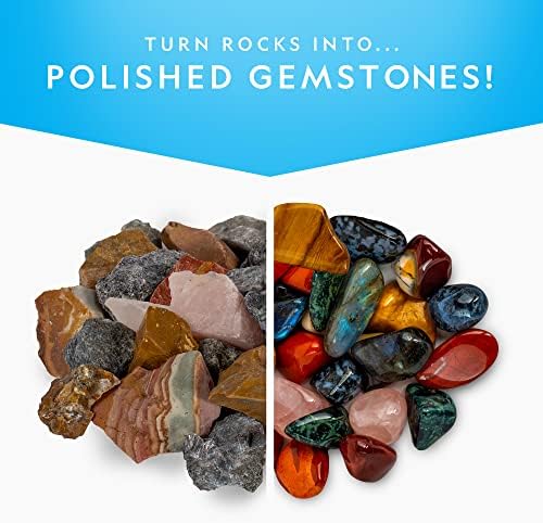 National Geographic Rock Tumbler Refill Kit with 3 Lbs. Rough Gems | 3 Lbs. Rough Gemstones, Amethyst and Quartz, 4-Stage Grit, Jewelry Accessories, Rock Polishing Supplies