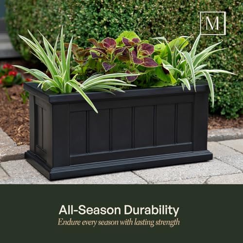 Mayne Cape Cod 24in Self-Watering Rectangular Planter, White | Self-watering, All season, Fade resistant, Double-wall design, 15-year warranty