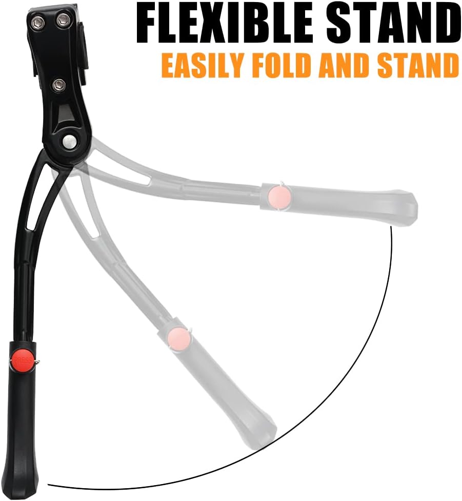 TOPCABIN Bike Kickstand Adjustable Aluminium Alloy Bicycle Kickstand Bike Side Kickstand Fit for 22" 24" 26" 28" Mountain Bike Road cycling/BMX/MTB (Black for 22-24-26-27-28 inch bike)