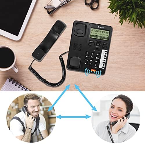 Ornin 2-Line Corded Telephone Systems for Small Business and House, Desk Phone Only (Black)