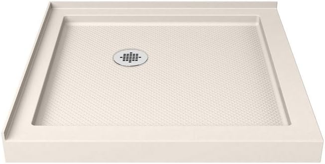 DreamLine SlimLine 34 in. D x 48 in. W x 2 3/4 in. H Right Drain Double Threshold Shower Base in White, DLT-1034482