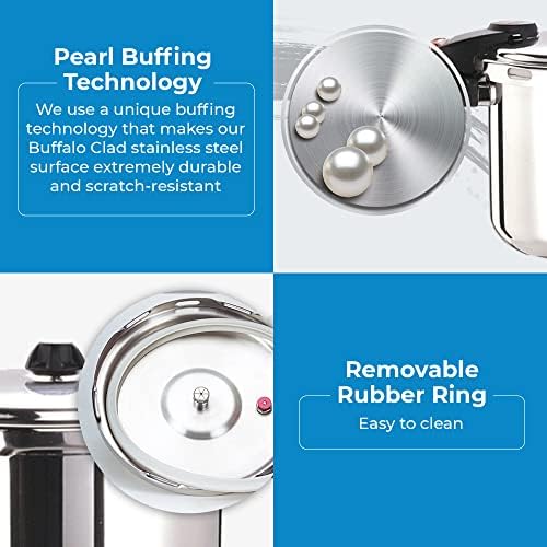 Buffalo 15 Qt Pressure Cooker Stainless Steel - Large Stove Top Canner | 15 Quart Pressure Canners for Canning - Easy to Clean Pressure Canning Pot with Lid - Can Cooker - QCP415