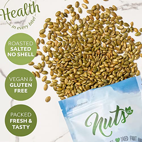 NUTS U.S. - Pumpkin Seeds (Pepitas) | Roasted and Salted | No Shell | Vegan and Gluten Free | Packed in a Resealable Bag!!! (2 LB)