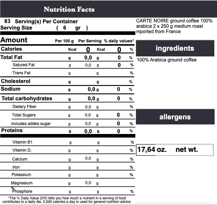 Carte Noire Ground Coffee, 8.8-Ounce Packages (Pack of 2)