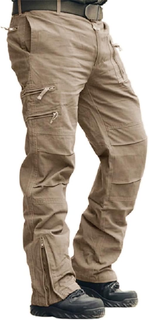 CRYSULLY Mens Tactical Cargo Pants Ripstop Cotton Military Hiking Work