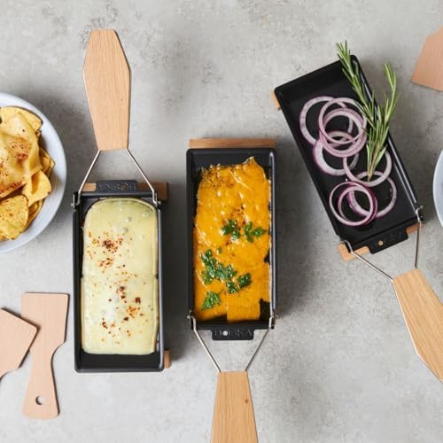 Boska Raclette Grilling Set - Partyclette to Go Set - Suitable for Cheese, Meat, Fish, and Vegetables - Portable Non-Stick - Dishwasher Safe Wedding Registry Items