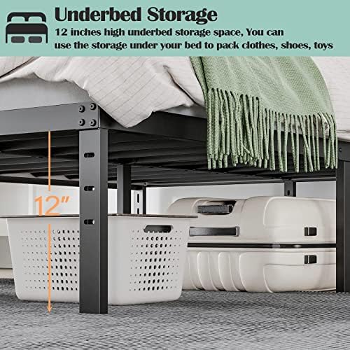 Queen 14" Heavy Duty Metal Platform Bed Frame with Headboard