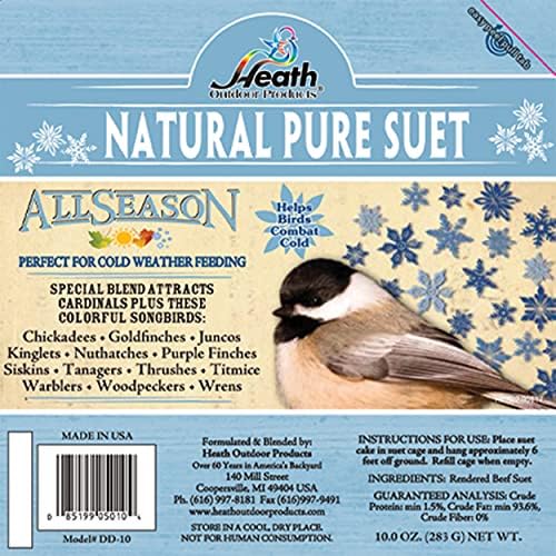 Heath Outdoor Products DD-10 Natural Pure Suet Cake, Case Of 12 , 11.25-Ounce