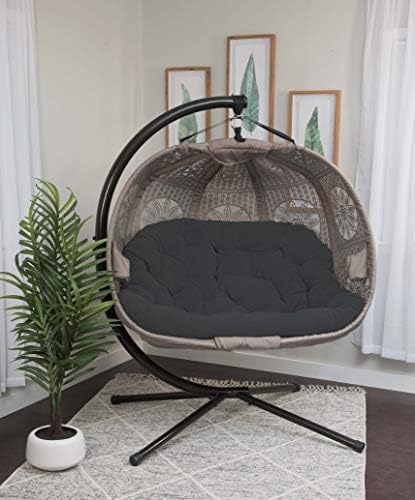 FlowerHouse Hanging Pumpkin Patio Chair - Dreamcatcher Black Cushion