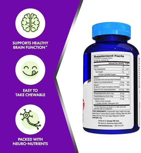 Focus Factor Kids Extra Strength Daily Chewable for Brain Health Support, 120 Count – Vitamins - Quality Formula – Gluten & Dairy Free Supplements for Children – No Artificial Sweetener