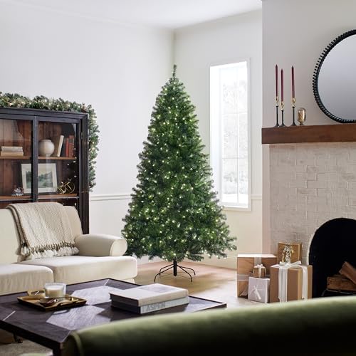 National Tree Company 7.5ft Pre-Lit North Valley Spruce Christmas Tree | 550 LED Lights, 1, 346 Tips, 10 Light Functions, Foot Pedal, Includes Stand