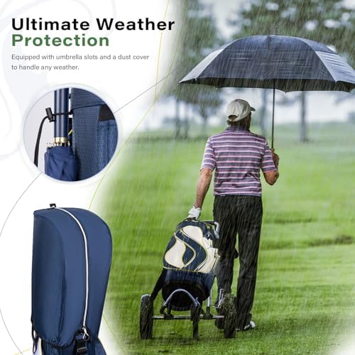 Golf Cart Bag, 14-Way Divider Top, Large Storage | Umbrella Holder,Handles