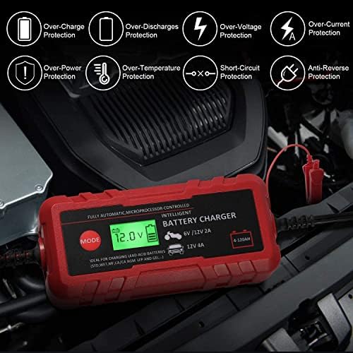 4A Smart Car Battery Charger, 6V 12V Automotive Charger Maintainer