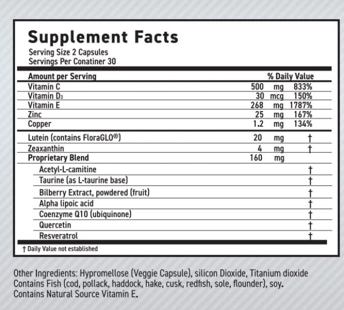 MaxiVision® Ocular Formula - AREDS2 - Eye Vitamins & Multivitamin - Lutein and Zeaxanthin - 1 Bottle (60 Capsules)