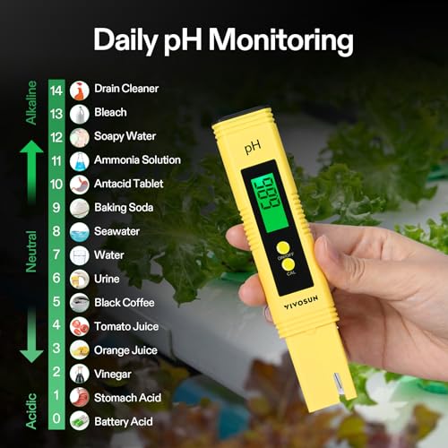 VIVOSUN Digital pH Meter TDS EC Meter for Water 0.01 Accuracy Hydroponics | ±0.01 pH Accuracy, ATC, Auto Calibration, LCD Display, Hold Function, for Hydroponics Aquarium Pool Drinking, UL Certified