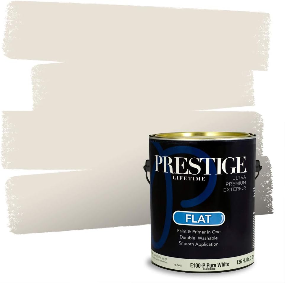 PRESTIGE Paints Exterior Paint and Primer In One, 1-Gallon, Flat, Comparable Match of Sherwin Williams* Grizzle Gray*