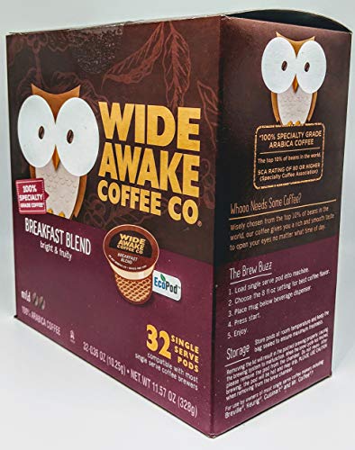 Wide Awake Coffee Single Serve Coffee Pods (32 Count, Breakfast Blend)