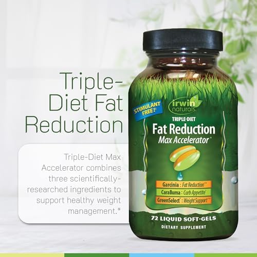 Irwin Naturals Triple-Diet Fat Reduction Max Accelerator 72 Liquid Softgels | Garcinia Cambogia with Caralluma & Green Tea Extract | Appetite