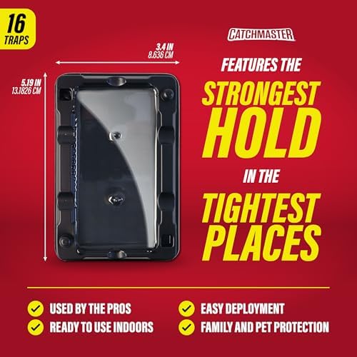 Catchmaster-16 Mouse & Insect Glue Traps, Heavy-Duty Pesticide-Free Sticky Mouse Traps Indoor for Home, Used by the PROs