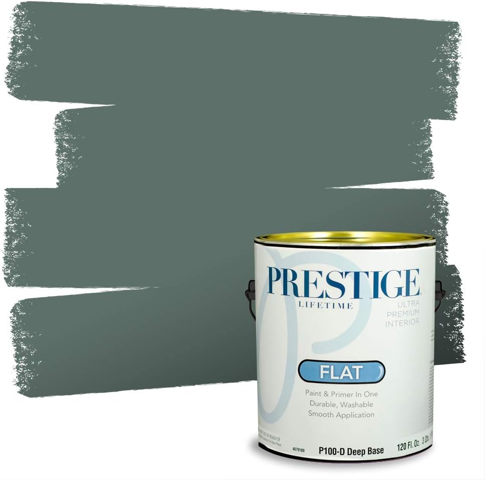 PRESTIGE Paints Exterior Paint and Primer In One, 1-Gallon, Satin, Comparable Match of Sherwin Williams* Tricorn Black*