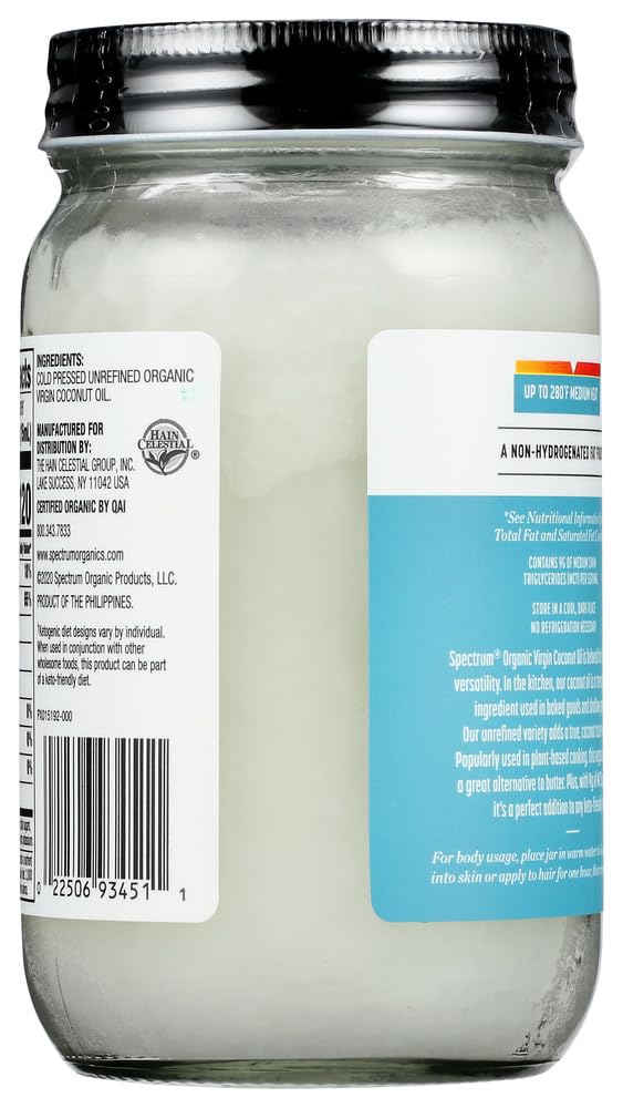 Spectrum Unrefined Organic Virgin Coconut Oil -- 14 fl oz - 2 pc