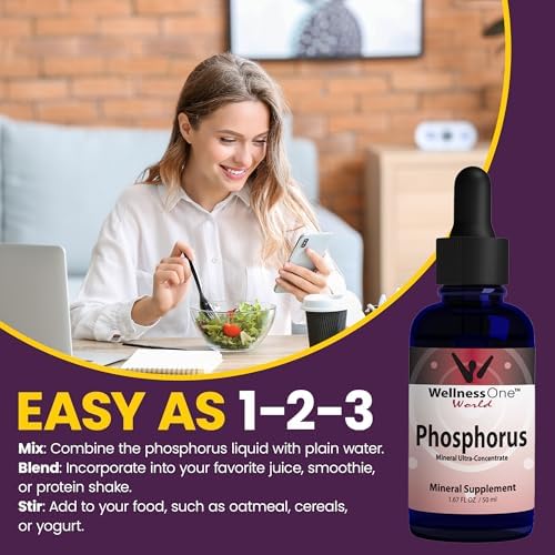 WellnessOne Ionic Phosphorus Supplements - Phosphorus Liquid from Ortho Phosphoric Acid for Teeth, Bone Health, & Energy Support - Non-GMO, Vegan