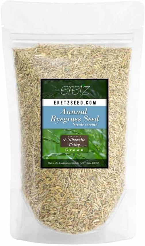 Annual RyeGrass Seed by Eretz - Willamette Valley, Oregon Grown. No fillers, No Weed or Other Crop Seeds (3lb)