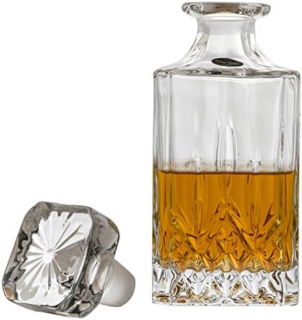 Amlong Crystal Lead-Free Crystal Liquor Decanter with Stopper, Round