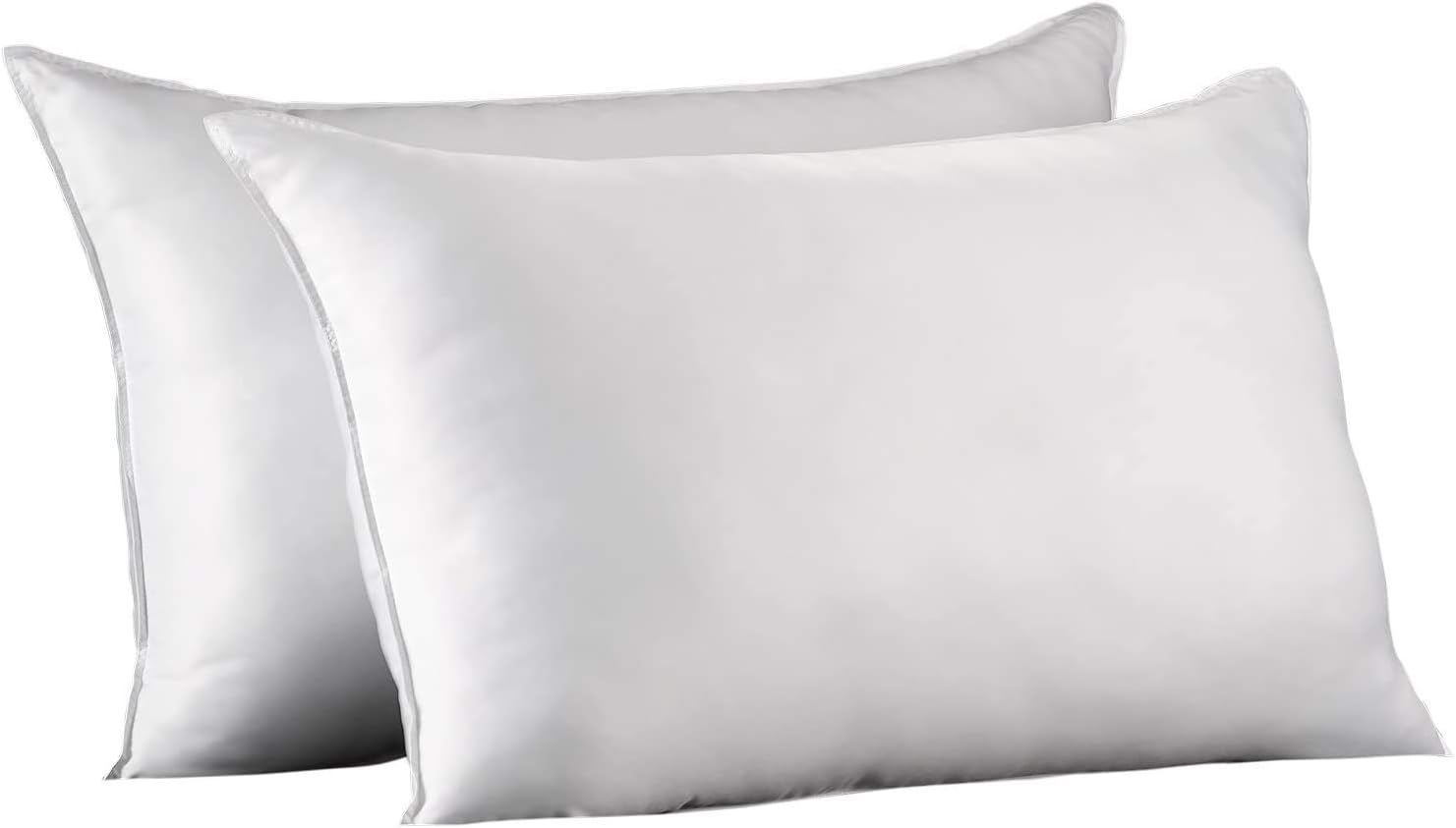 Ella Jayne Home Standard Size Bed Pillows- 2 Pack White Hotel Pillows- Gel Fiber Filled FIRM Gel Pillows with Hypoallergenic Classic Cover- Best
