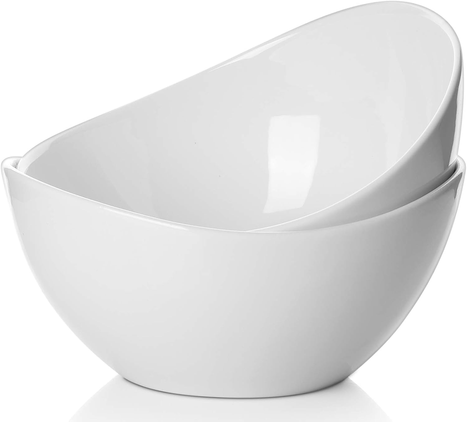 Samsle 19 Ounces Ceramic Serving Bowls, Sturdy Porcelain White Oval Salad Bowls, Stackable Food Server Fruit Display Dishes for Party Dinner