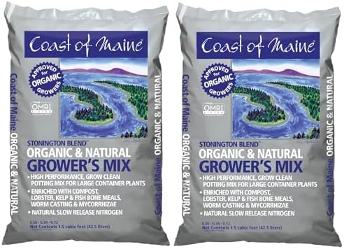 Coast of Maine CMSBO15 Stonington Blend Organic Growers Potting Soil Mix with All Natural Oceanic Ingredients for Planters and Pots, 1.5 Cubic Feet