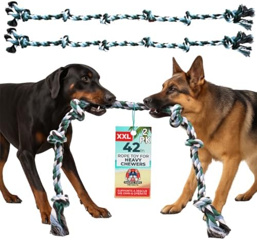 Pacific Pups Products Giant Dog Rope Toy, 42 Inch Tug of War Rope, Green
