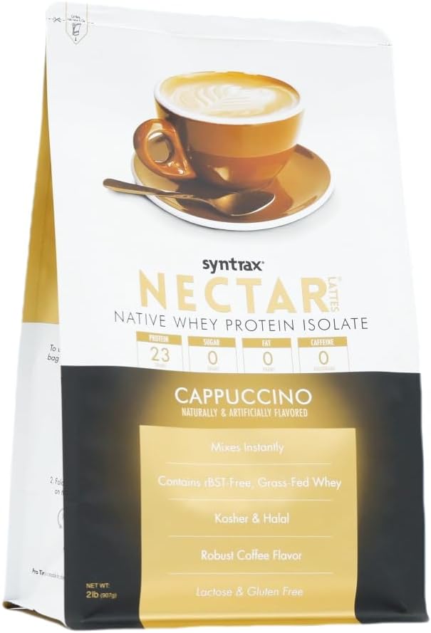 Syntrax Nectar Lattes 100% Whey Protein Isolate Powder, Cappuccino, 2 lb