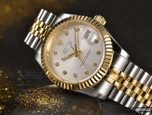 Men's Automatic Watch Gold-Plated 316L Steel Sapphire Crystal | Japanese 8215 automatic movement • Sapphire crystal • 18K gold-plated 316L steel • Date display • Dress and business wear