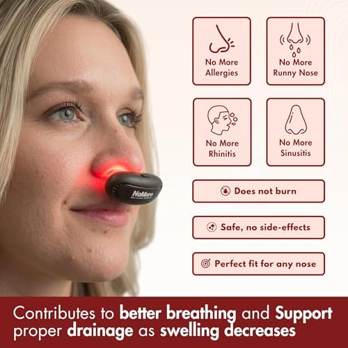 Original NoMore Red Light Therapy for Nose – LED Nasal Device for Dry Nose & Sinus Comfort, No More Colds, USB-Rechargeable Light Therapy