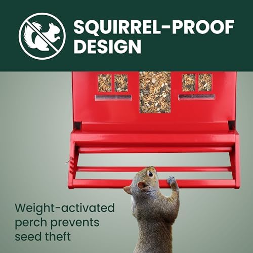 Perky-Pet Squirrel-Be-Gone II Country Style Bird Feeder, 8 lb Seed Capacity | Weight-Activated, Squirrel Proof, Metal Construction, Rust Resistant