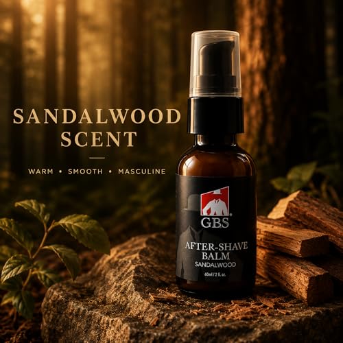 G.B.S Men’s Aftershave Balm - Premium Sandalwood Scent - Soothes Razor Burn & Moisturizes Sensitive Skin - Fast-Absorbing Formula - 5 Fl Oz