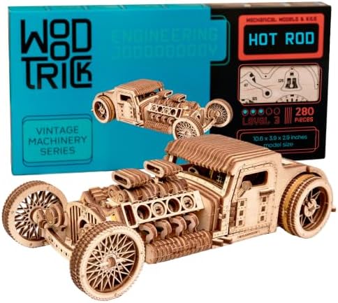 Wood Trick Hot Rod Car 3D Wooden Puzzles for Adults to Build