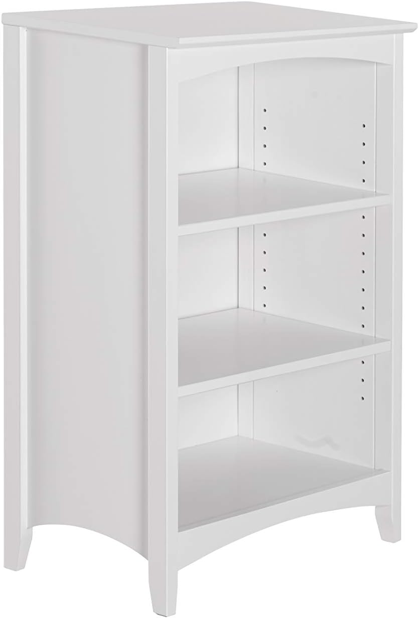 Shaker Style 3 Shelf Bookcase / Solid Wood / 36" High / Adjustable Shelving / Closed Back / Display Bookshelf for Living Room, Bedroom, Home and Office, White