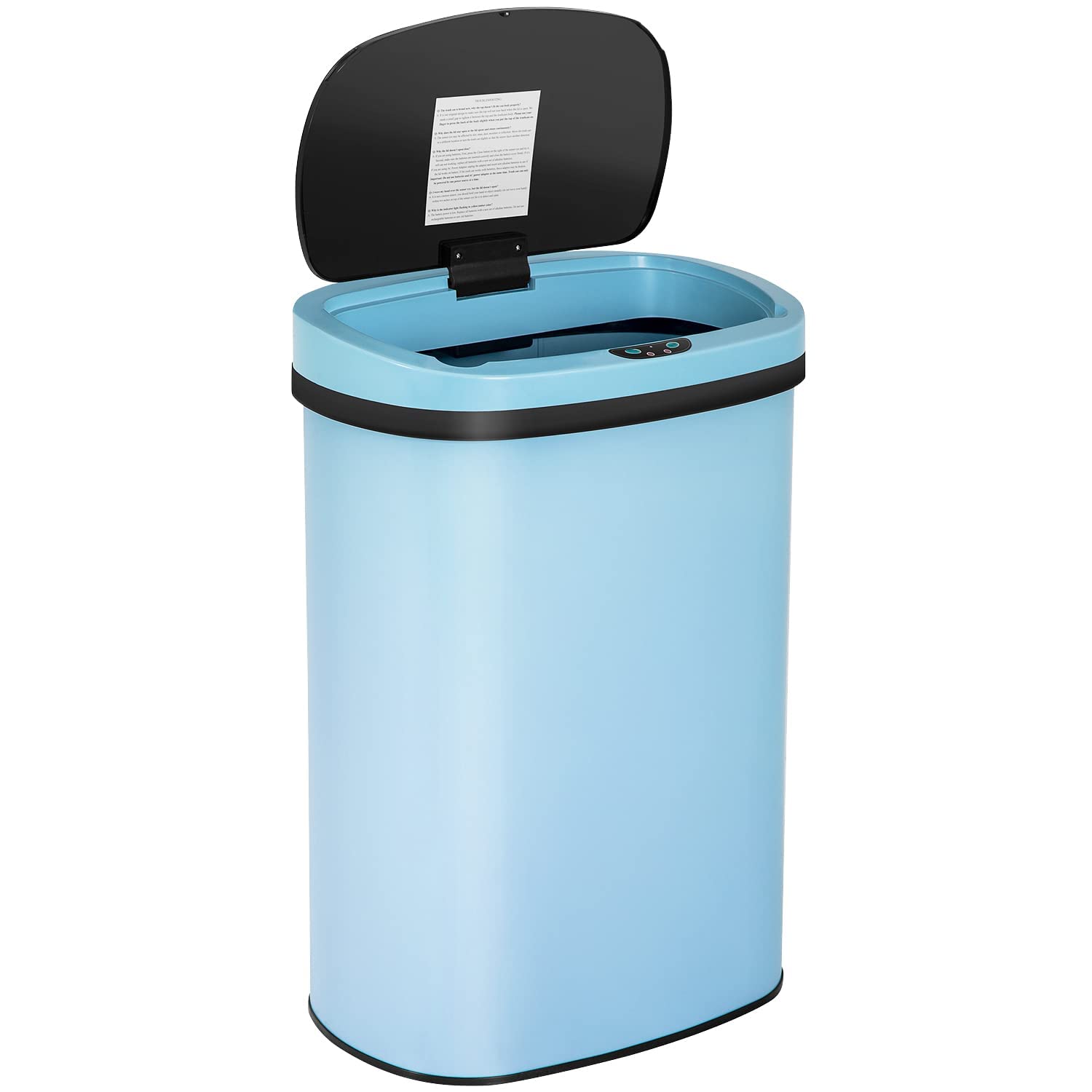 FDW | 13 Gallon Stainless Steel Trash Can with Lid | Silver