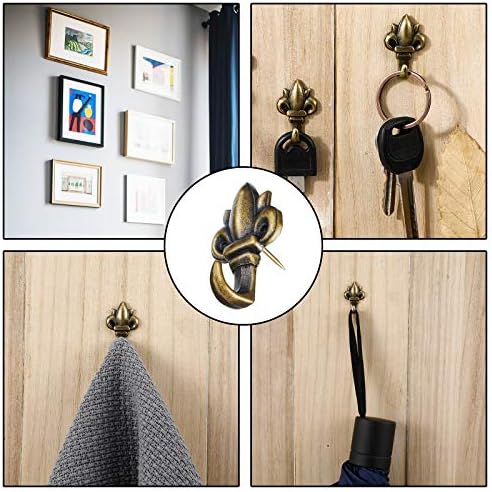 Hotop 20 Pieces Zinc Alloy Flower Push Pin Hangers Pin Hook,Lotus