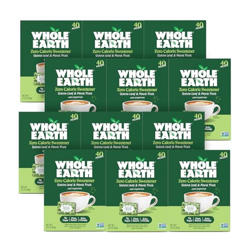 Whole Earth Sweetener Co. NATURE SWEET Stevia & Monk Fruit Sweetener, Erythritol Sweetener, Sweet Leaf Stevia Packets, Sugar Substitute, Natural Sweetener, 80 Count