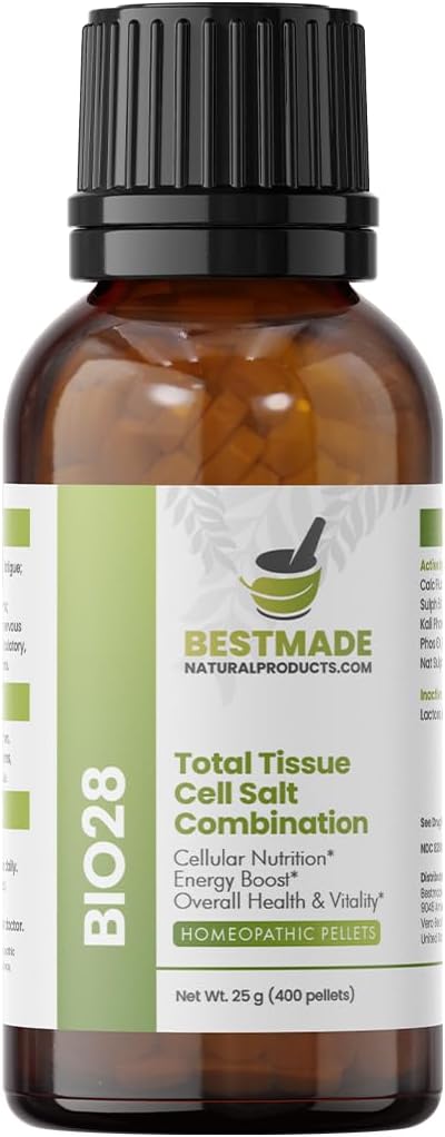 Bestmade Total Tissue Cell Salt Mineral Combination BIO28 - Helps Your Body Absorb and Use Nutrients, Increases Energy Levels, Helps Improve Sleep Patterns, Overall Health and Vitality, 350 Pellets
