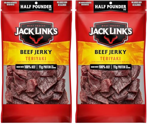 Jack Link's Peppered Beef Jerky Half Pounder - 8 oz Large Jerky Bag - Ready to Eat Real Meat Protein Snacks - 9g Protein per Serving - Made with 100% Real Beef | Large Jerky Bag - Ready to Eat Real Meat Protein Snacks - 9g Protein per Serving - Made with…