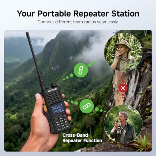 Retevis RA89R Ham Radio with Cross-Band Repeater, Long Range Radio | for Emergency, Survival, with APP Setting, Dual Band, High Power, IP54, Handheld, Long Range, 2800mAh USB-C Rechargeable